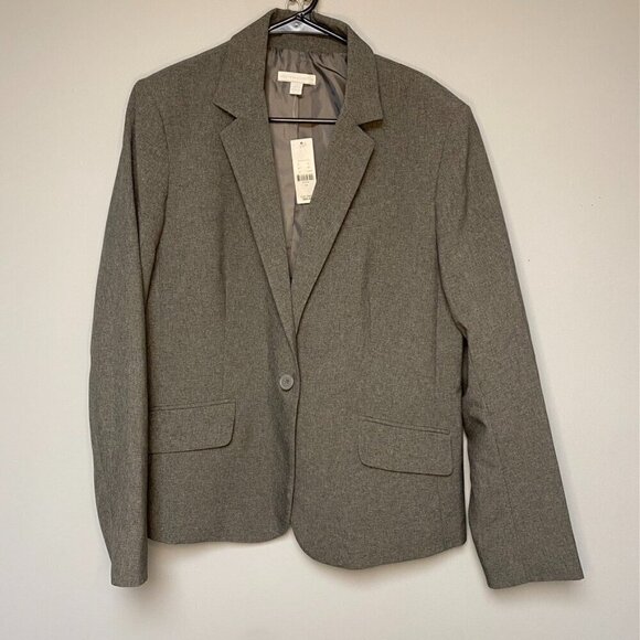New York & Company Jackets & Blazers - NWT-Womens New York & Company Grey Long Sleeve Blazer Single-Button-Size 14